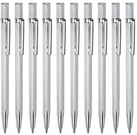 sourcing map 10Stk Wolfram Karbid Spitze Reißnadel mit Clip Legierung Radierung Stift Schnitzerei Kupferstecher Ritzung Geräte für Metall Glas Keramik Marmor
