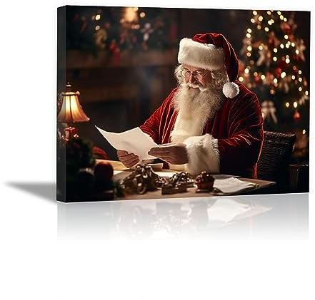 SHYAMIC Bilder Weihnachten Leinwandbild Kunstdruck, Rot Wandbild X-Mas Fenster Fotodruck Schneemann Kunstdruck Leuchtbild, Weihnachten Winteridylle Effekt - 75x115cm Gerahmt