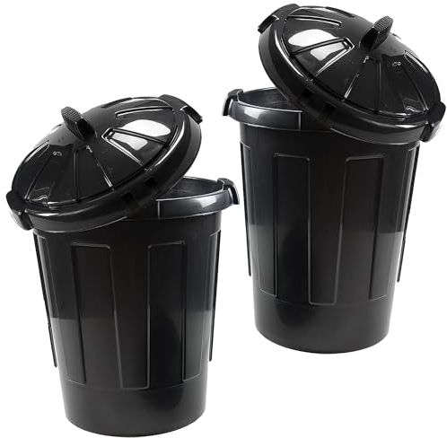STORM TRADING GROUP 2 x Large 80 Litre Capacity Heavy Duty Shatterproof Refuse Bin With Lid