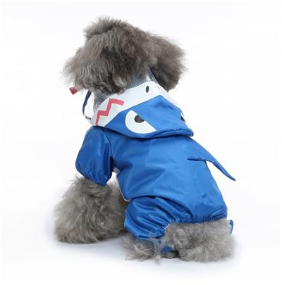 Galatée Hunde Regenmantel, Hunde Regenmantel Mit Kapuze, Haustier Wasserdichtes Schicht Mit Leinenloch, Hunde -Kapuze -Regenmantel Mit Sicheren Reflexionsstreifen(XS, Blauer Hai)