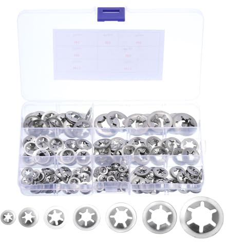 QUARKZMAN Set di 300 Rondelle di Bloccaggio a Stella con Denti Interni M3 M4 M5 M6 M8 M10 M12, Rondelle di Bloccaggio Rapido in Acciaio Inossidabile 304