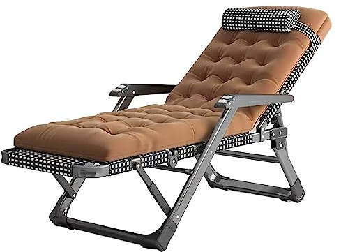FAZENHUA Klappbarer Liegestuhl für den Außenbereich, Zero-Gravity-Liegestuhl mit abnehmbarem Kissen für Garten, Terrasse, Terrasse – belastbar bis 160 kg