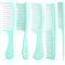 START MAKERS Juego de 5 peines para el pelo, peine de peluquería con mango, peine de dientes antiestático de peluquería profesional ancho para hombres y mujeres (verde)
