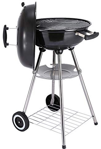 Barbecue rotondo portatile a carbone con coperchio, 45,7 cm, carrello autoportante con 4 gambe, per barbecue, feste, patio, campeggio, picnic, giardino, barbecue portatile all'aperto