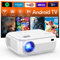 [450ANSI/1080P 4K] Proyector 4K con WiFi y Bluetooth 1080P Nativo 3D Altavoz Estéreo Apps-integradas Proyector WiFi 6, Bluetooth, Alto Brillo, Android TV Mini Proyector Cine en Casa Proyector, Blanco