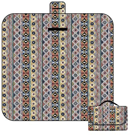 WLHFDC 200 x 200 cm Boho Picknickdecke Wasserdicht für 4-6 Personeni mit Tragegriff,Picnic Blanket Sandfeste Stranddecke XXL Isoliert&Gepolstert Ideal für Outdoor,Camping,Strand,Park,Festival&Picknick