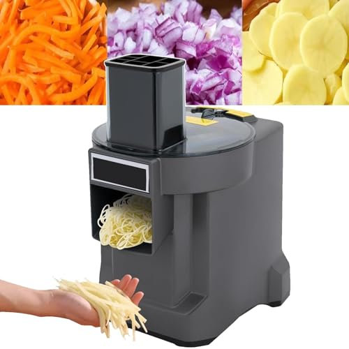 lealovengzh Coupe-LéGumes éLectrique/Robot Culinaire Commercial/Hachoir à LéGumes Multifonctionnel 3 en 1/Coupeur De Fruits Professionnel 100 W pour Carottes, Pommes De Terre, Oignons Grey