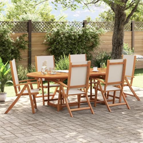IKAYAA Gartenmöbel Set Holz Sitzgruppe Garten Holz Essgruppe 6 Personen Gartentisch Ausziehbar Gartenstuhl Hochlehner Verstellbar Wetterfest Akazie Gartengarnitur Sitzgarnitur Grau