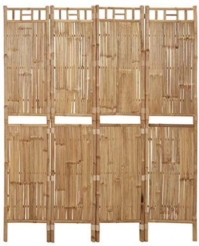 KATERYY Paravento a 4 Pannelli in bambù 160x180 cm,Paravento Pieghevole in bambù per Privacy e Decorazione Separè, Paraventi