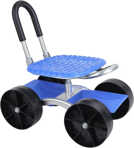 Garden Cart Rolling Workseat with Wheels, Seat with Rolling Wheels, Height Adjustable Gardening Stool for Planting, 360 Degree Swivel Seat, Gardening Stool for Planting Outdoor, Patio and Yard