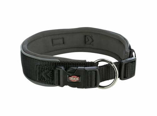 TRIXIE Premium Halsband, extra breit, S–M: 33–42 cm/35 mm, schwarz/Grafit
