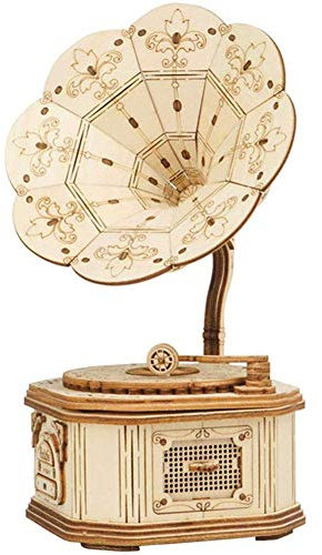 Puzzle 3D en bois, kits de construction de modèles à faire soi-même, kits d'artisanat à assembler soi-même, jouets artisanaux, cadeaux for adultes et adolescents, garçons et filles - Gramophone (120 p