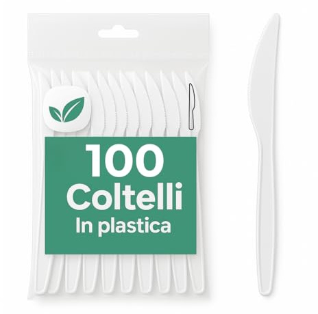 ecodrinks - 100 Coltelli di Polipropilene Riutilizzabili - Senza BPA, Resistenti ed Ergonomici - Perfetti per Catering, Eventi, Feste, Picnic e Barbecue - 16cm