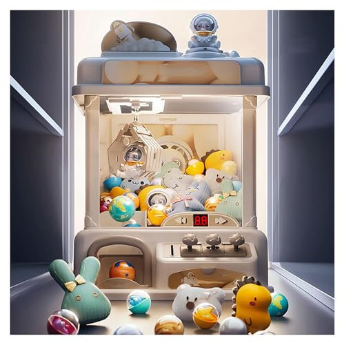 Kids Claw Machine , Claw Machine for Adults with Light and Music,2 Panda Doll,25 Dolls,20 Gashapons , Candy Grabber Machine Funny Game and Gift for Party Christmas