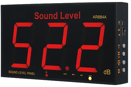Decibelímetro Medidor De Nivel De Sonido Con Pantalla LCD Grande Montado En La Pared Medidor De Ruido Digital Monitor De Decibelios Instrumento De Medición De Ruido