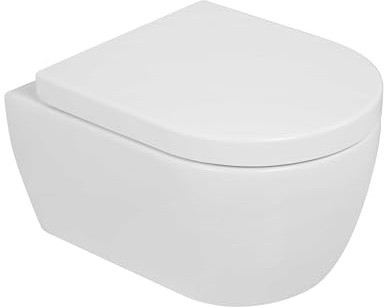 Kompaktes kurzes Design Hänge-WC NEG Uno99K (48,5 cm) mit Softclose-Sitz, Nanoversiegelung abnehmbarer Sitz, randnah spülend, kompatibel mit allen Spülsystemen