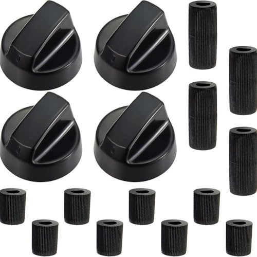 Set mit 4 Ersatzknöpfen für WT03 Ofen und Herd, inkl. 6 mm und 8 mm Innendurchmesser, Größen (schwarz)