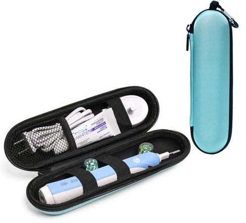 Nincha Kompaktes Elektrozahnbürsten-Reiseetui, Eva-Schutztasche für Philips Sonicare/Oral-B, wasserdichte tragbare Aufbewahrungstasche mit Netztasche & elastischen Bändern（Türkis）