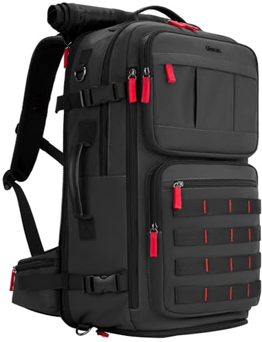 Gonex Reisrucksack 40L–45L, Große Handgepäck Duffel Bag aus Nylon, 3-in-1 Umhängetasche & Laptoprucksack für Damen & Herren, Leicht & Strapazierfähig für Arbeit und Reisen (Schwarz)