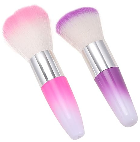 BAZEITFLOW 2 piezas Pinceles para Polvo de Uñas Suaves y Portátiles Cepiilos Limpiadores de Polvo para Manicura Profesional y Arte de Uñas Accesorios para Limpieza de Acrílicas Colores Rosa