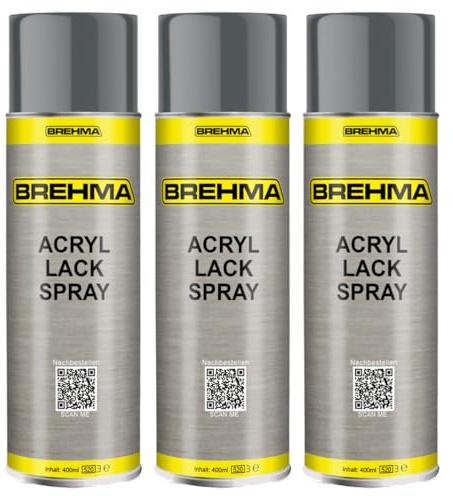 BREHMA 3x Acryl Lackspray Ral 7012 Basaltgrau glänzend Lack Farbe Sprühfarbe 400ml