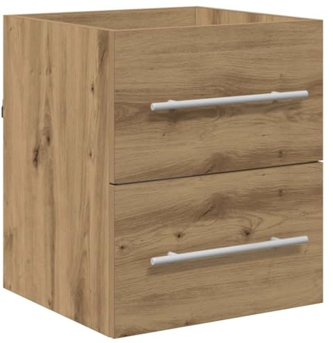 Yisssmeng Meuble de lavabo, en chêne artisanal, 41 x 38,5 x 48 cm, en matériau dérivé du bois, avec espace de rangement et montage mural, pour petite salle de bain et WC d'invités