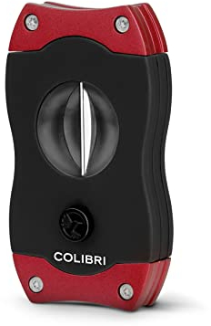 Colibri V-Cut Zigarrenschneider | Schwarz Mit Rotakzenten | Federauslöser | Tiefer 7mm V-Schnitt | Bis zu 60+ Ringmaß-Zigarren | Ergonomisches Design