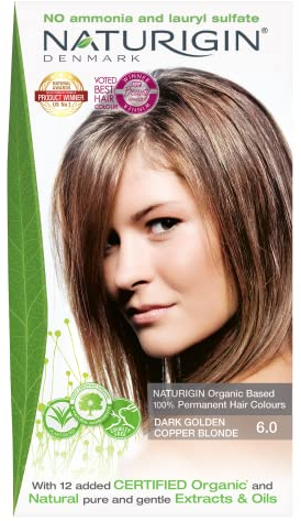 NATURIGIN Dark Blonde Hair Dye 6.0 | Permanent Hair Colour with Natural Ingredients | Ammonia Free | 100% Grey Coverage | Vegan | Rich Dark Caramel Blonde Colour | Silky-Soft Shine