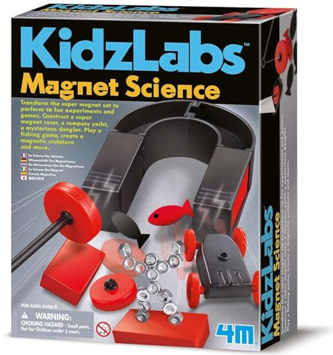 4M KidzLabs Experimentierkasten Magnet-Experimente - für Kinder ab 8 Jahre, Wissenschaft Spielzeug Mint Lernspielzeug Forscher Set Naturwissenschaft Technik Experimente