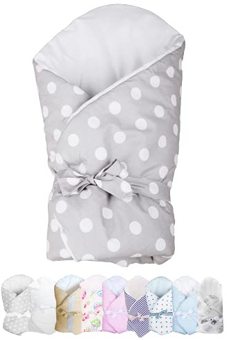 Vizaro - Coperta Mesi per neonato - Copertina Multiuso - Imbottita, morbidissima - 100% Cotone - UE - OekoTex - A Pois Bianchi