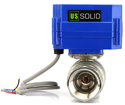 U.S. Solid 1 Zoll Motorisierter Kugelhahn Edelstahl - Voller Anschluss, 9-24V DC, 5-Draht-Setup, Stromlos Geschlossen mit Kontrollleuchten