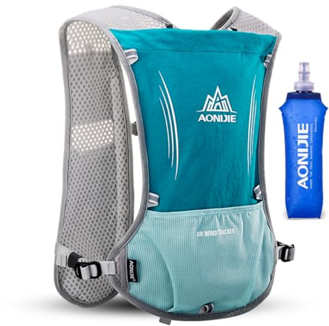 Aonijie, gilet multifunzione da 5 l per sport all'aria aperta quali campeggio, ciclismo, corsa, arrampicata ed escursionismo in confezione con 1 borraccia da 500 ml