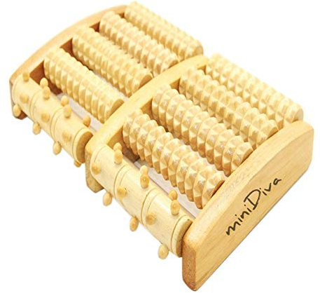 Willdo Dual Foot Massager Roller-Heal Foot Spur Arch Pain, Stress Relieve Plantar Fasciitis, Healthy Relax Wooden Tool Care Massage (Brown)