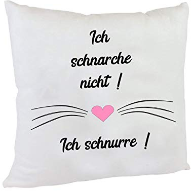 Anti-Schnarch-Kissen Katze Ich schnarche nicht! Ich schnurre! Geschenk Geburtstag Schnarcherin Kopfkissen Sofakissen 40 x 40 cm