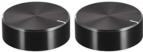 sourcing map 2St Knopf Alu Lautstärkeregler Potentiometer Rändelwelle Glatte Oberfläche Drehknopf 30mm x 10mm Schwarz