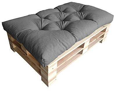 chilly pilley® Palettenauflage UV Wasserabweisend Leinenoptik Schaumflocken Palettenkissen auf Palettensofa Palettenpolster auf Palettenmöbel Rückenlehne Sitzkissen (Sitzkissen 120 x 50 Grau)