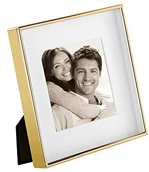 Fink kleiner Bilder Rahmen - Bildgröße 10 x 10 cm - mit Passepartout - Vertikal Horizontal - Aufhängen Aufstellen - Geschenk für Frauen - Farbe: gold - Abmessung außen: 15 x 15 cm