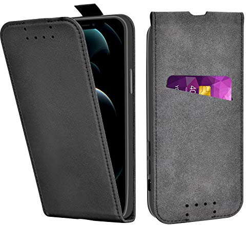 Adicase iPhone 12 Mini Hülle Leder Tasche für iPhone 12 Mini Handyhülle Flip Case Schutzhülle (Schwarz)
