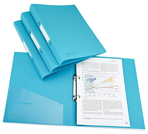 Rapesco 1664 Ringbuch mit Antibakteriellen Schutz, 2 Ringe, 35 mm Rücken, A4, Azurblau, 4er Pack