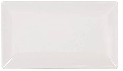 Juego de 6 bandejas planas de cerámica, rectángulares, color marfil, pack de platos rectangulares de cerámica, 25 x 1.5 x 15 cm