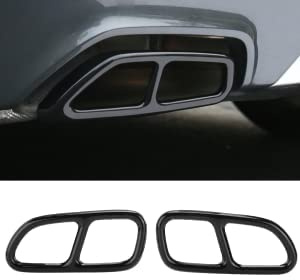 Exhaust Tail Cover Frame 2Pcs Stainless Steel Car Tail Throat Frame 4 Outlet Exhaust Pipe Trim Replacement Fits for CLA SLK R172 SL R231