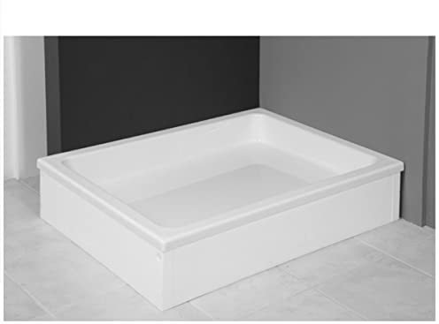 ECOLAM® Duschwanne Duschtasse Grawello Rechteck zum Befliesen 80x100 x26 cm Tiefe 12 cm Acryl weiß Styroporunterseite + Siphon