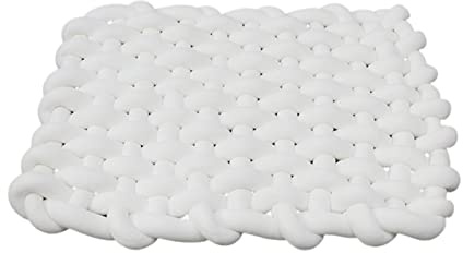 FAMYNGL Tapis Tressé Noué Coussin De Sol Noeud Tapis De Couchage en Peluche Lit De Sol pour Tout-Petit Fait À La Main pour Les Enfants Jouer Et Dormir Décoration De Coussin De Siège,White se