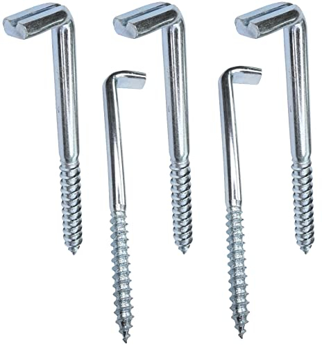 AERZETIX - C47890 - Juego de 5 - Gancho en forma de L Ø5.8x100mm - tornillos de madera roscados - bisagra de talón de tornillo - bisagra de tornillo de pitón cuadrado