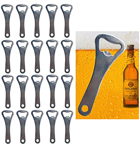 Bottle Opener Bulk,20 Pieces 3.6'' Stainless Steel Beer Bottle Opener Keychain Wholesale for Bar, Restaurant,Bartender and Kitchen(Silver)