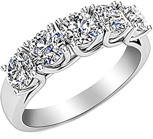 KnSam Verlobungsring PT950 Platin, Solitär Damen Ring Solitär-Ring Diamantring Hochzeitsring 0.2ct Diamant 5 Stein Stapelbar, Echter Schmuck Gr.47 (15.0)
