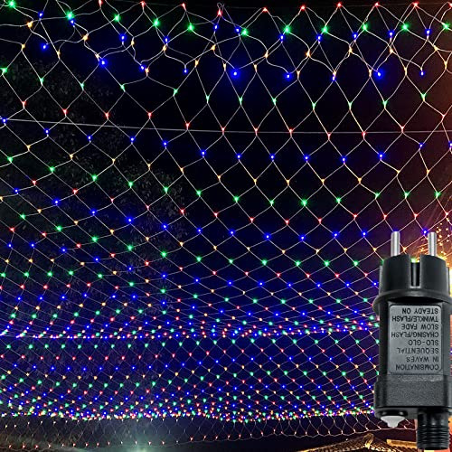 UISEBRT Guirlande Lumineuse LED Extérieur 6 x 2m - Filet Lumineux avec 8 modes pour Noël, Halloween, Jardin, Mariage Intérieur Décoration, IP44 Etanche (6 x 2m,Multicolore), (‎YF0301)