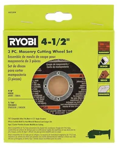 Ryobi 3pc Masonry Cutting Wheel Set 4 1/2 Cutting Wheels
