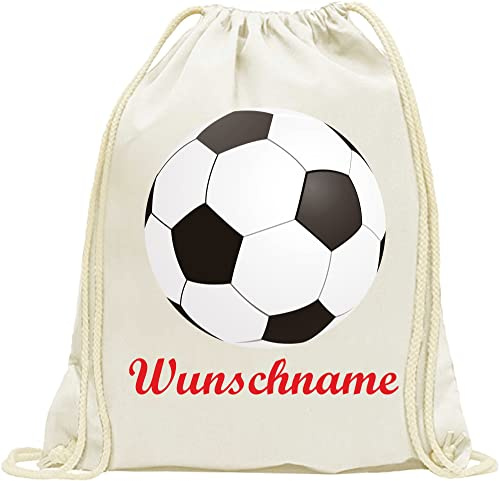 INDIGOS UG - Turnbeutel Junge - Beutel - 012 - Fußball - Bedruckt mit Wunschname - Wunschtext - Rucksack Kinder - Wäschebeutel - Schule Kita - Kindergarten personalisierte Geschenke
