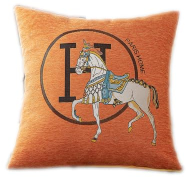 Croker Horse 18x18'' inches Throw Pillow Cushion Covers Set Pack of 2 Pcs - Luxury Horse Embroidery Modern Style Couch Sofa Pillow Cover for Living Room Bedroom (Orange)